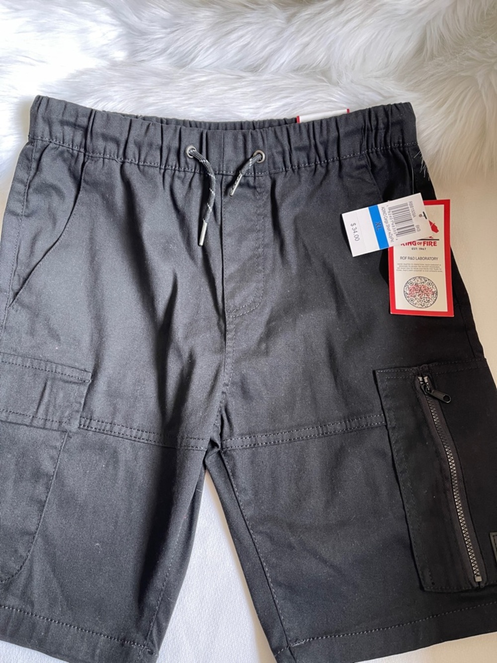 Ring of Fire Big Boys Black ADINO Cargo Shorts Brand New With Tags. - Picture 2 of 13